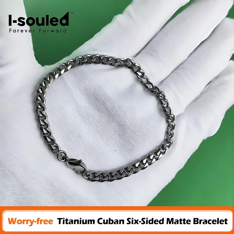 Mens Genuine Titanium Cuban Bracelet ScratchResistant Chain