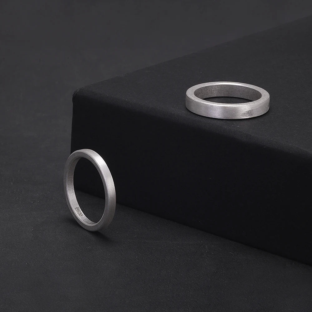 925 Sterling Silver Matte-Brushed Layer-Style Ring