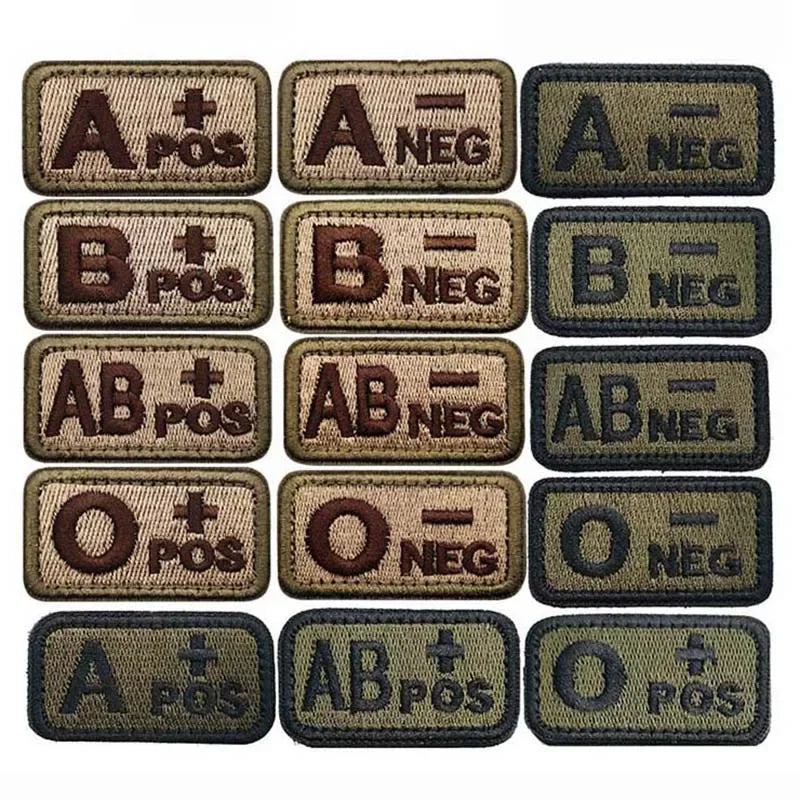 ABO Blood-Type Positive-Negative Fabric Badge Patches