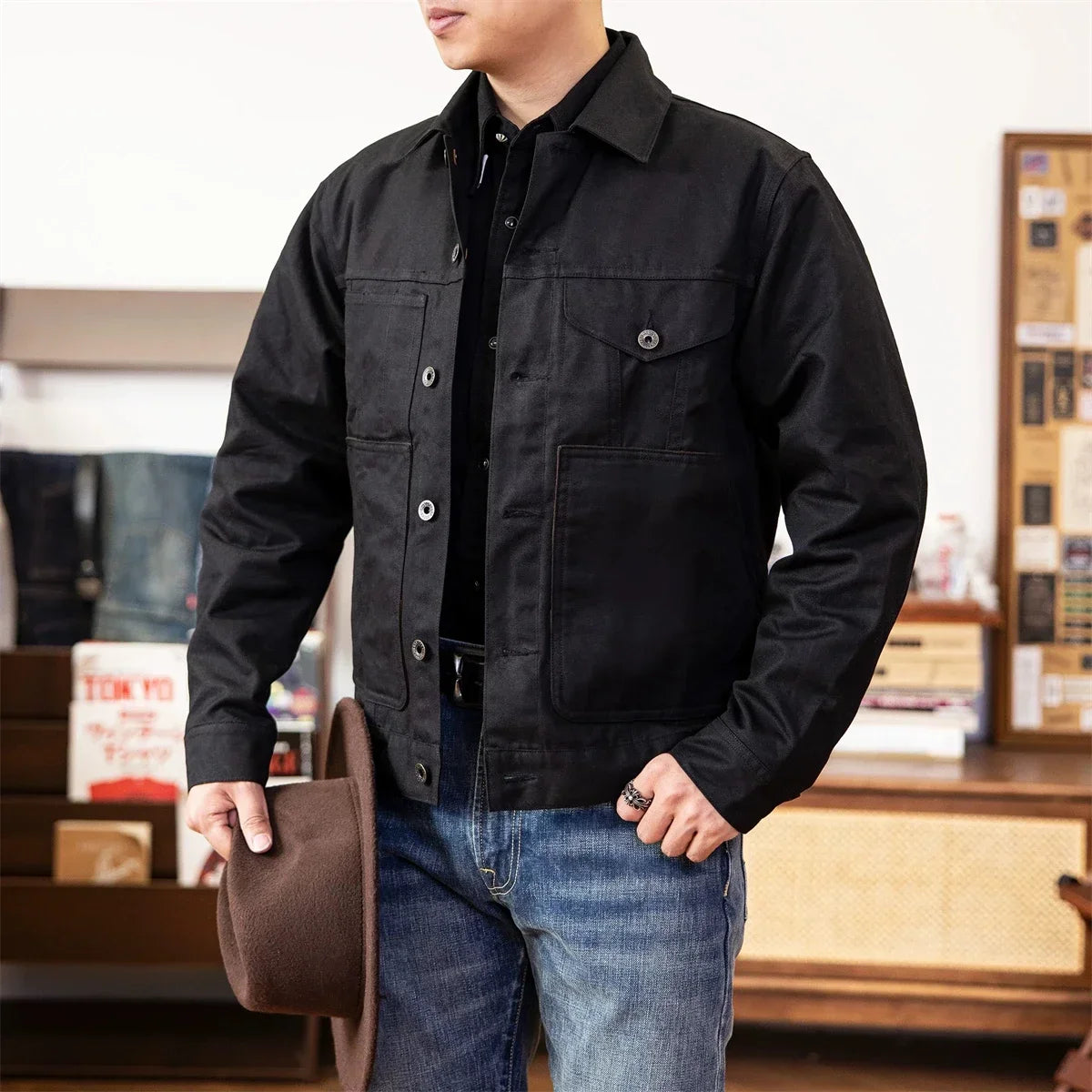 Red Tornado WaxedCanvas Cruiser Jacket Yellowstone