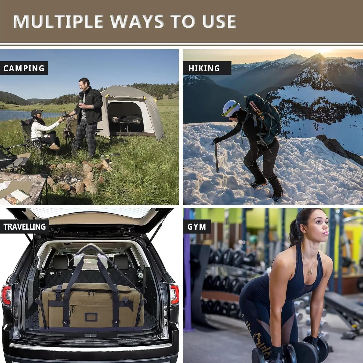 Foldable Heavy Duty Travel Duffle Bag With Shoe Pockets
