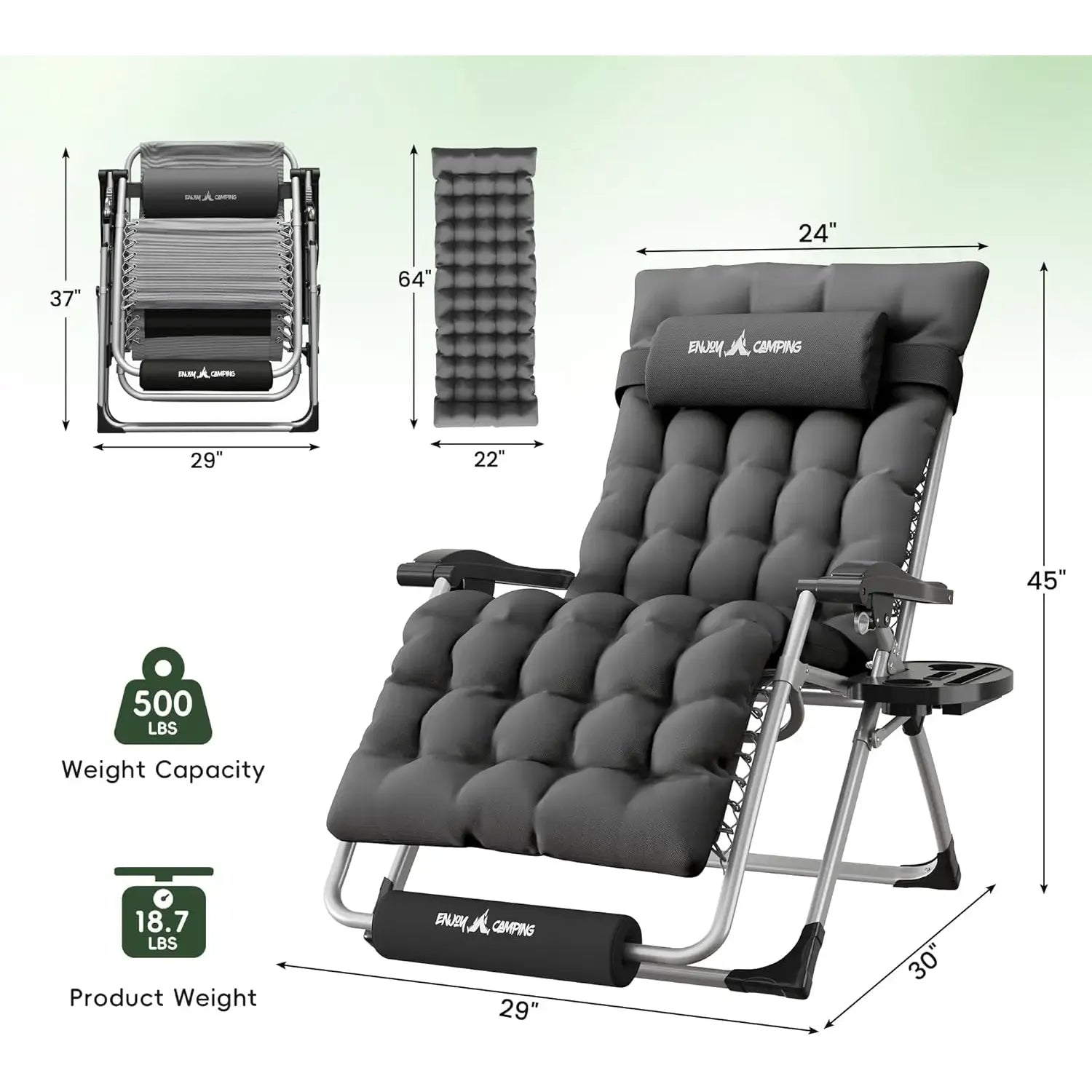 XL Oversized Zero Gravity Chair RemovableCushionHeadrest