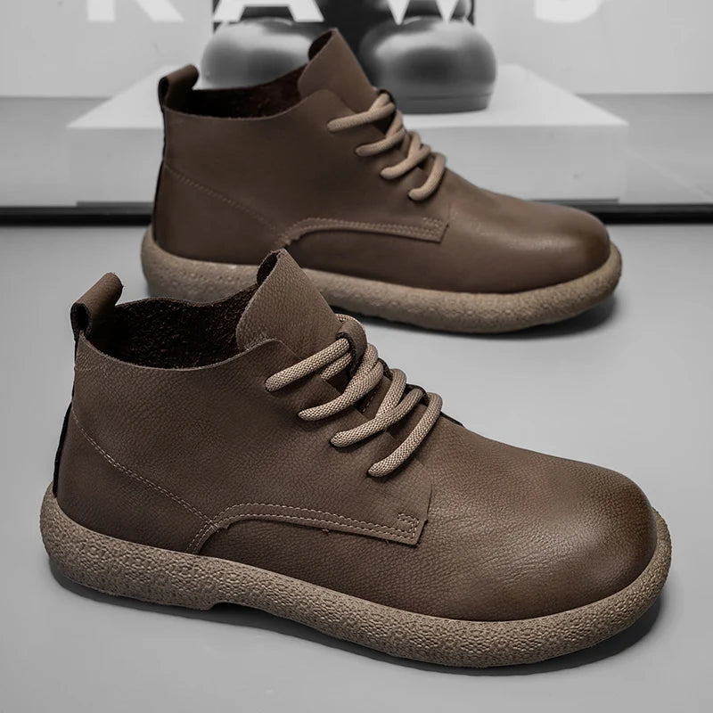 Professional Quality Leather Men Brown Aviation Boots