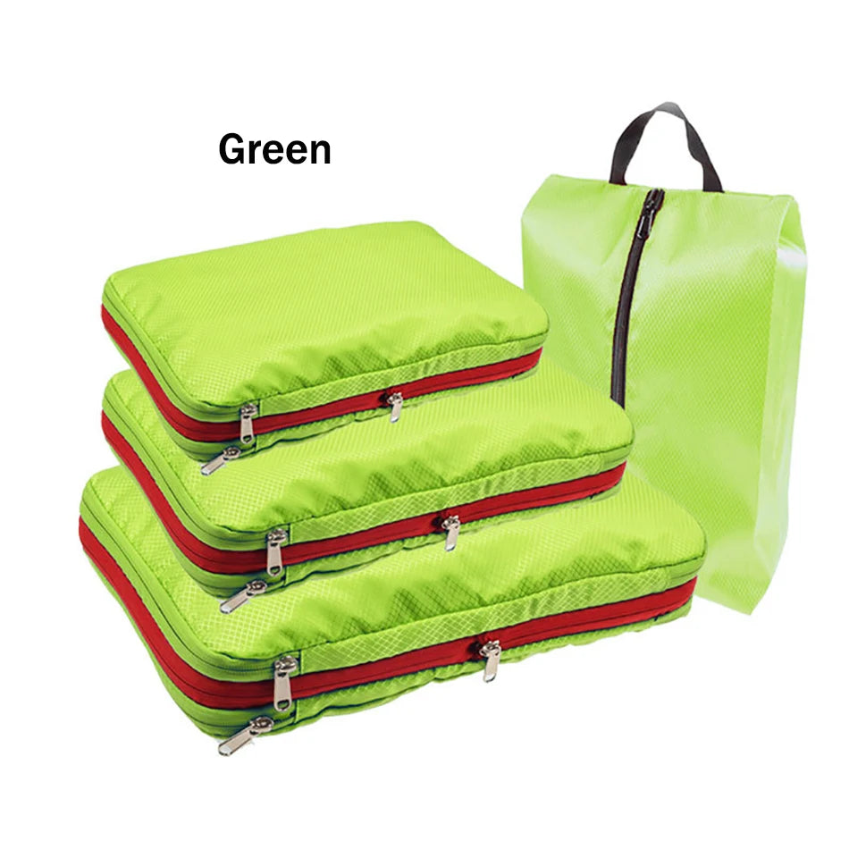 Essential Travel Compression Packing Cubes And Shoe Bag Set