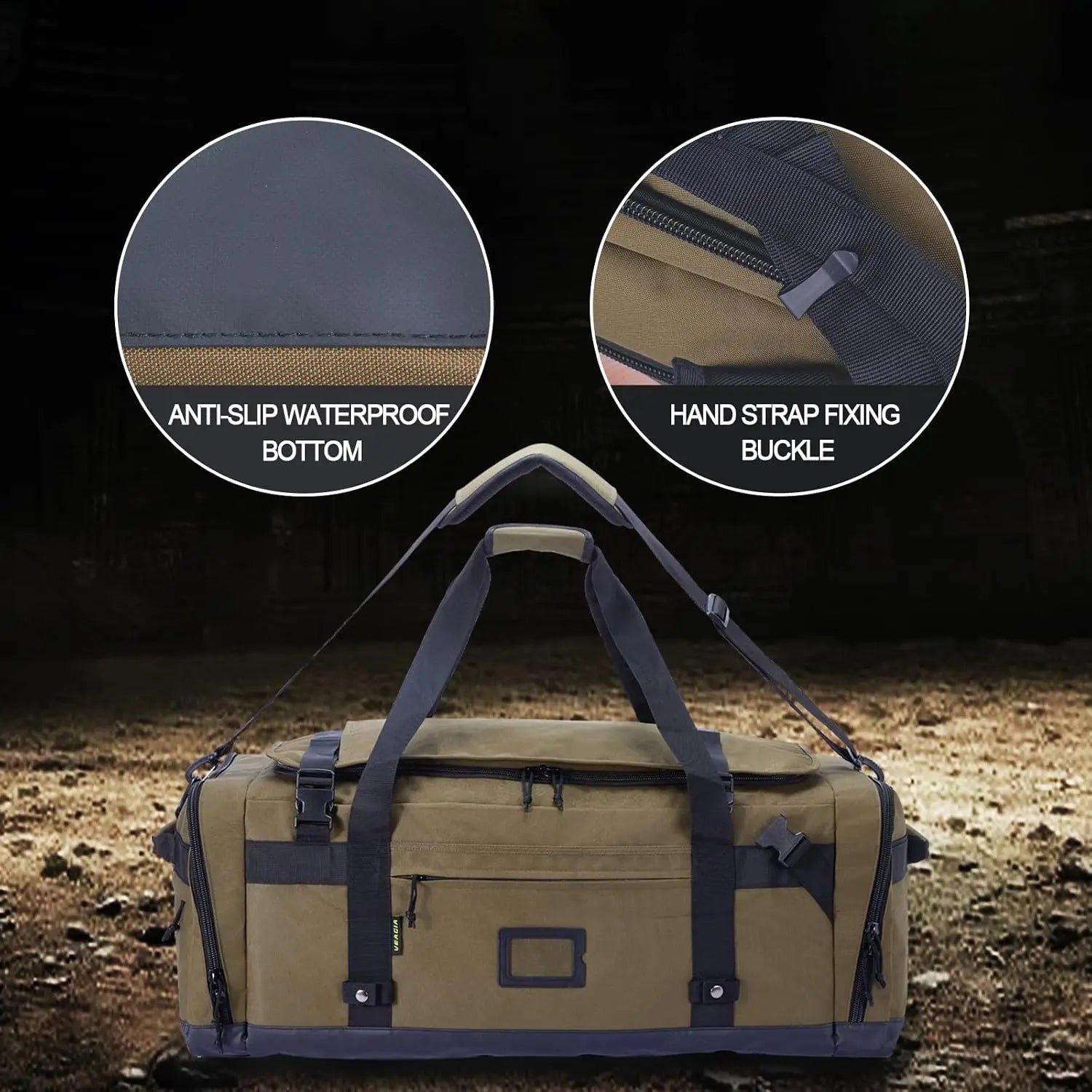 Foldable Heavy Duty Travel Duffle Bag With Shoe Pockets