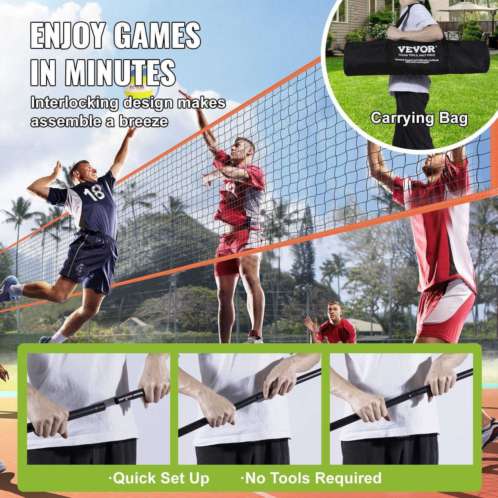 Adjustable Volleyball Net Set