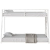 Sturdy White Twin over Full Metal Bunk Bed for Kids and Adults with Easy Climbing Ladder and Safety Guardrails