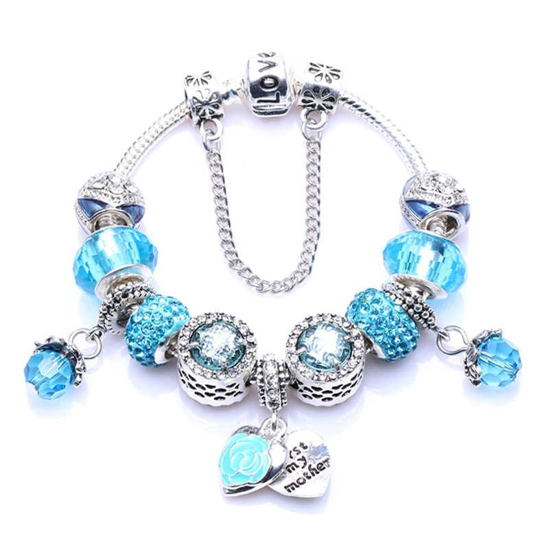 Silver Rhinestone Charm Bracelet