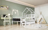 Whimsical Loft Bed with Chalkboard Ends and Storage for Kids - Sturdy Wooden Design