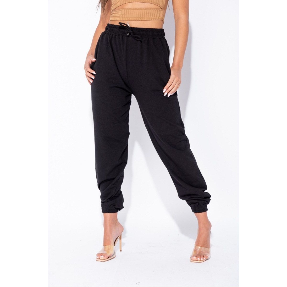 BLACK TIE WAIST OVERSIZED JOGGERS