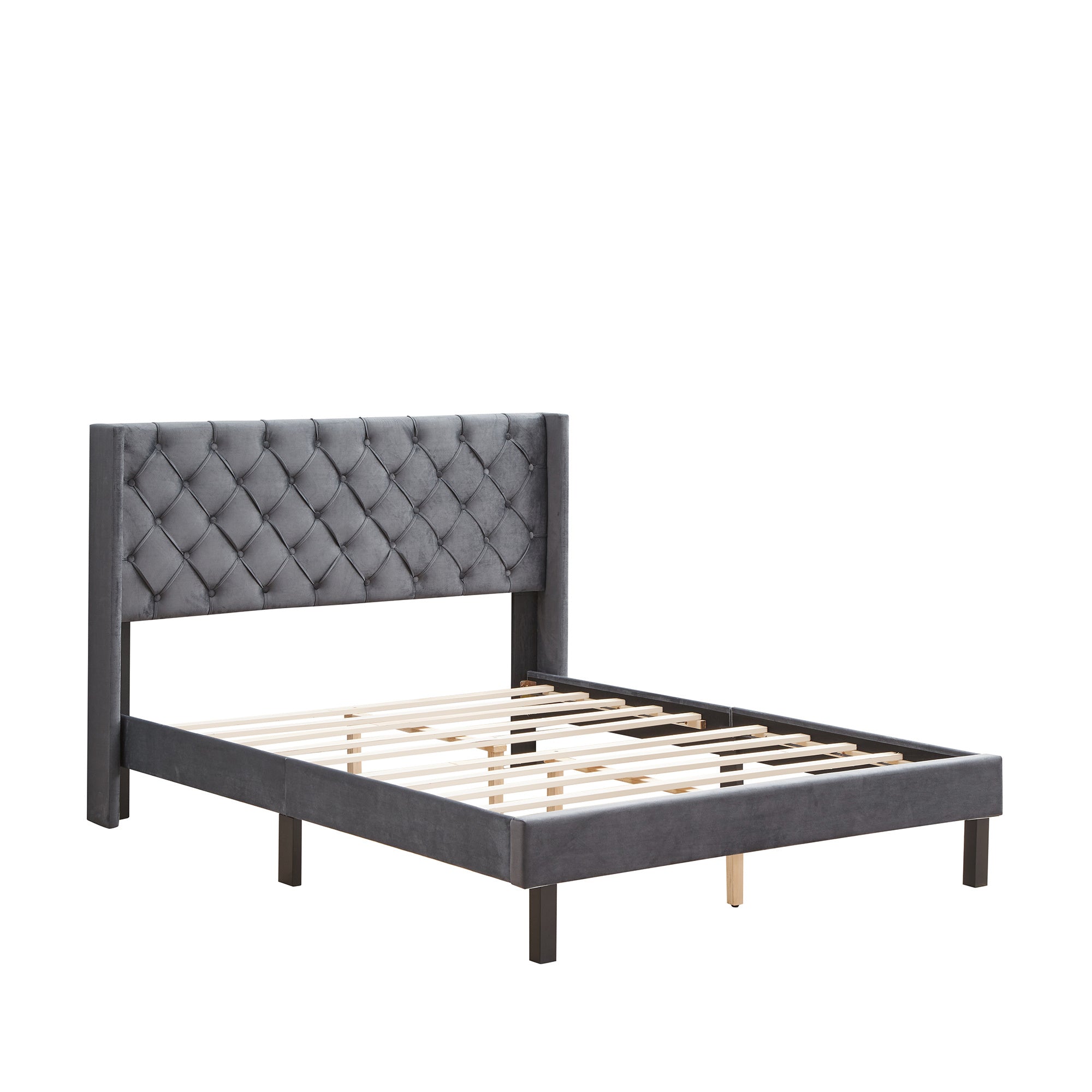 Elegant Velvet Tufted Bed Frame