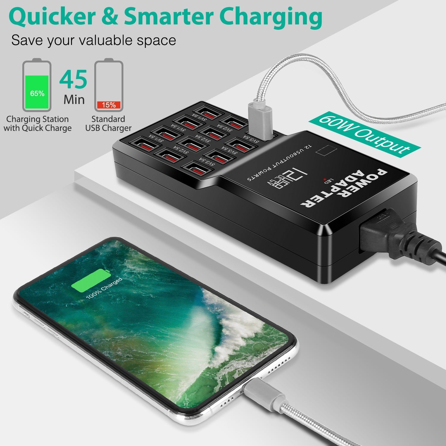 Multi 12 Port USB Charging Station