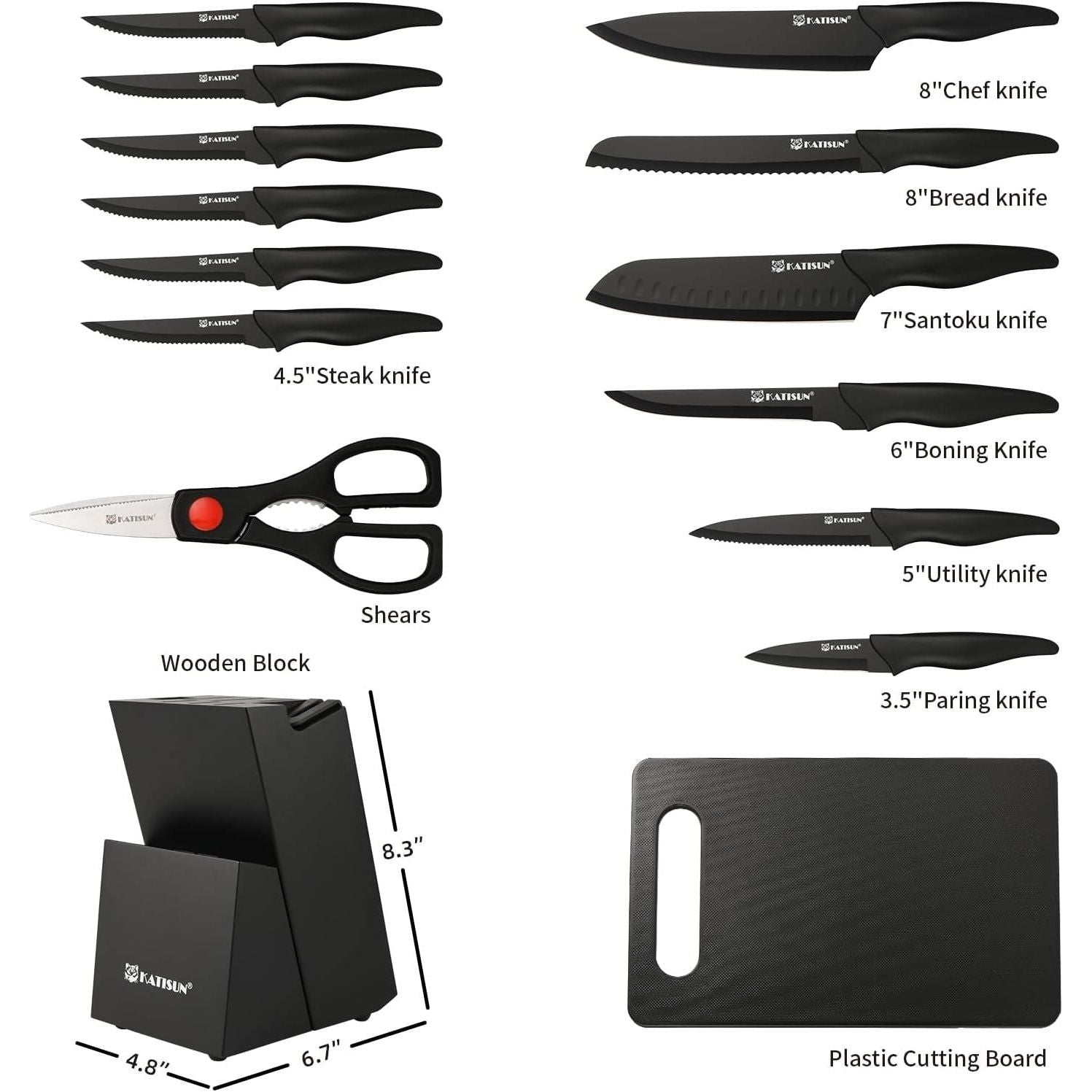 Ultimate 15-Piece Chef's Knife Collection with Elegant Wooden Block and Cutting Board – Superior German Steel