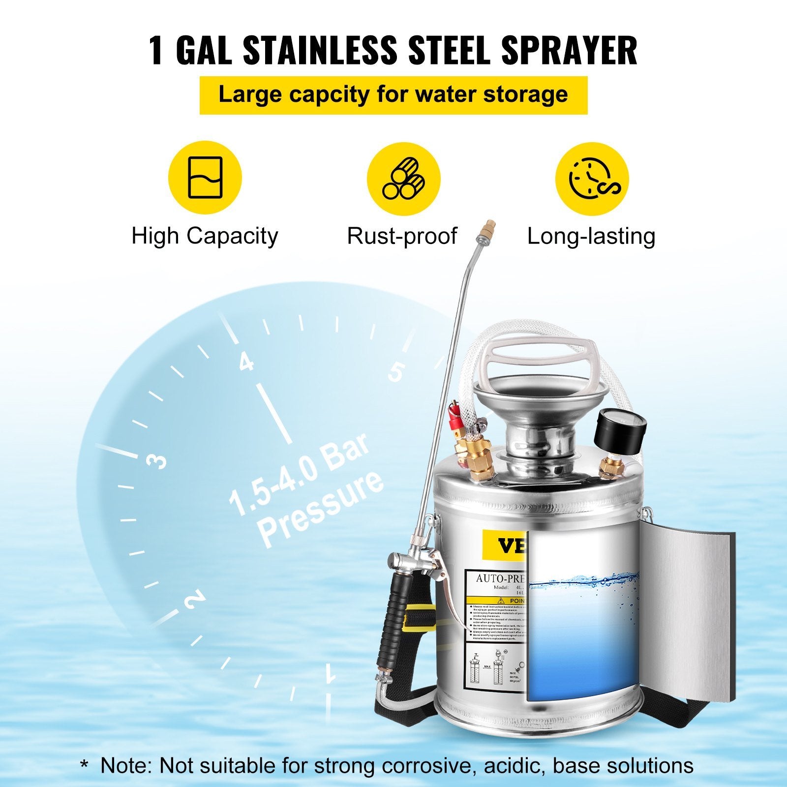 Versatile 1 Gallon Stainless Steel Sprayer