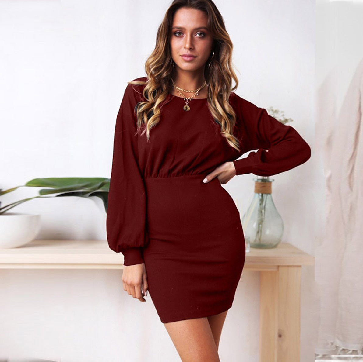 Chic Zippered Long Sleeve Dress