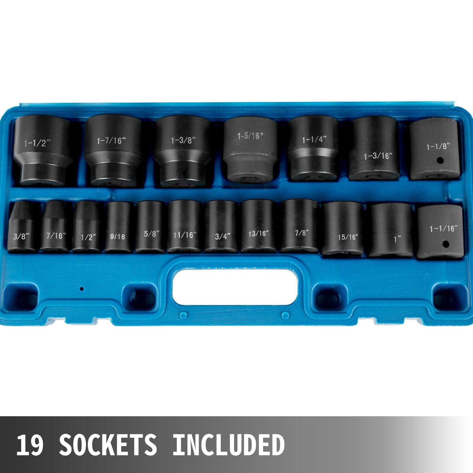 VEVOR 19-Piece Heavy-Duty 1/2 Inch Impact Socket Set - Premium Chrome Vanadium Strength