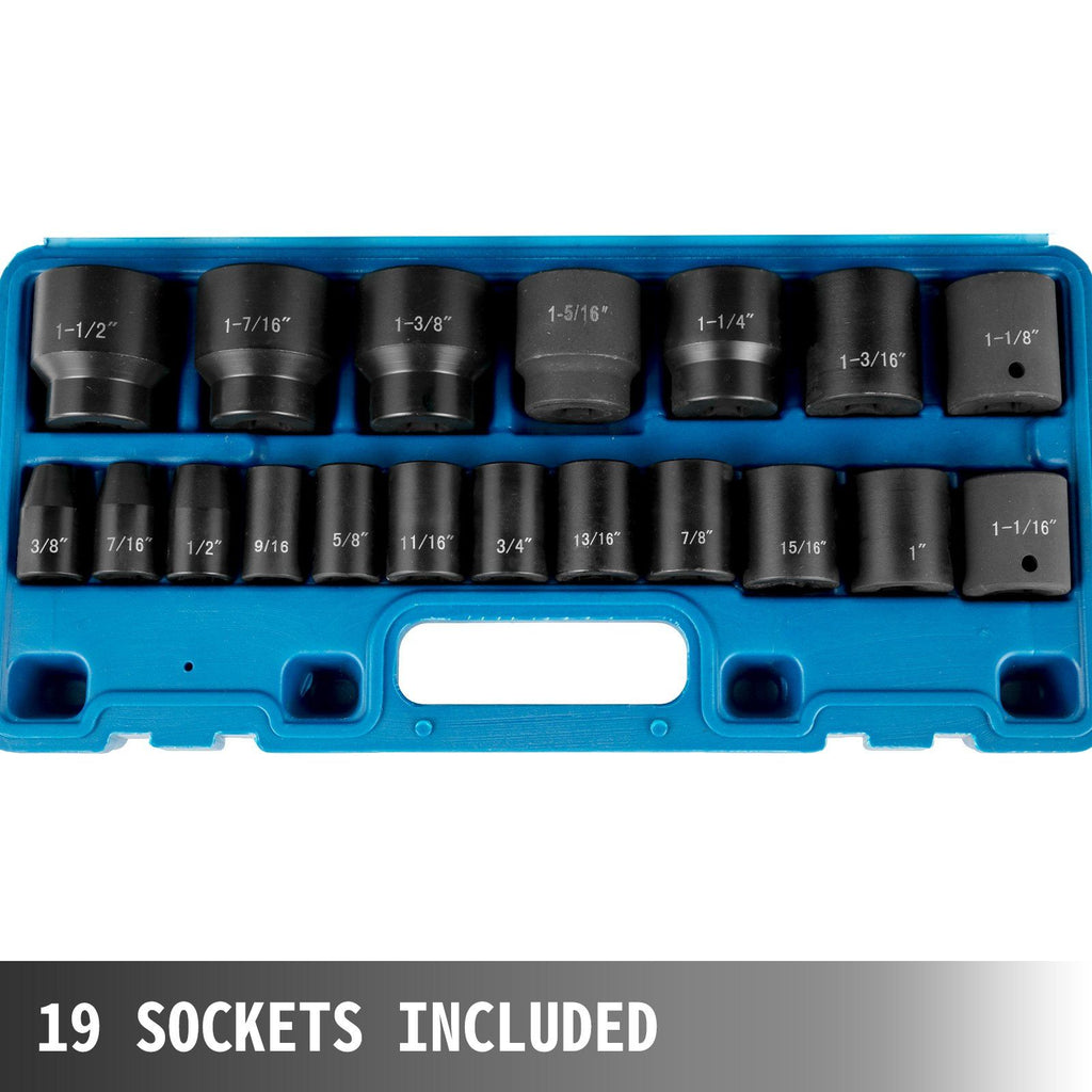 Heavy-Duty 19-Piece Impact Socket Set