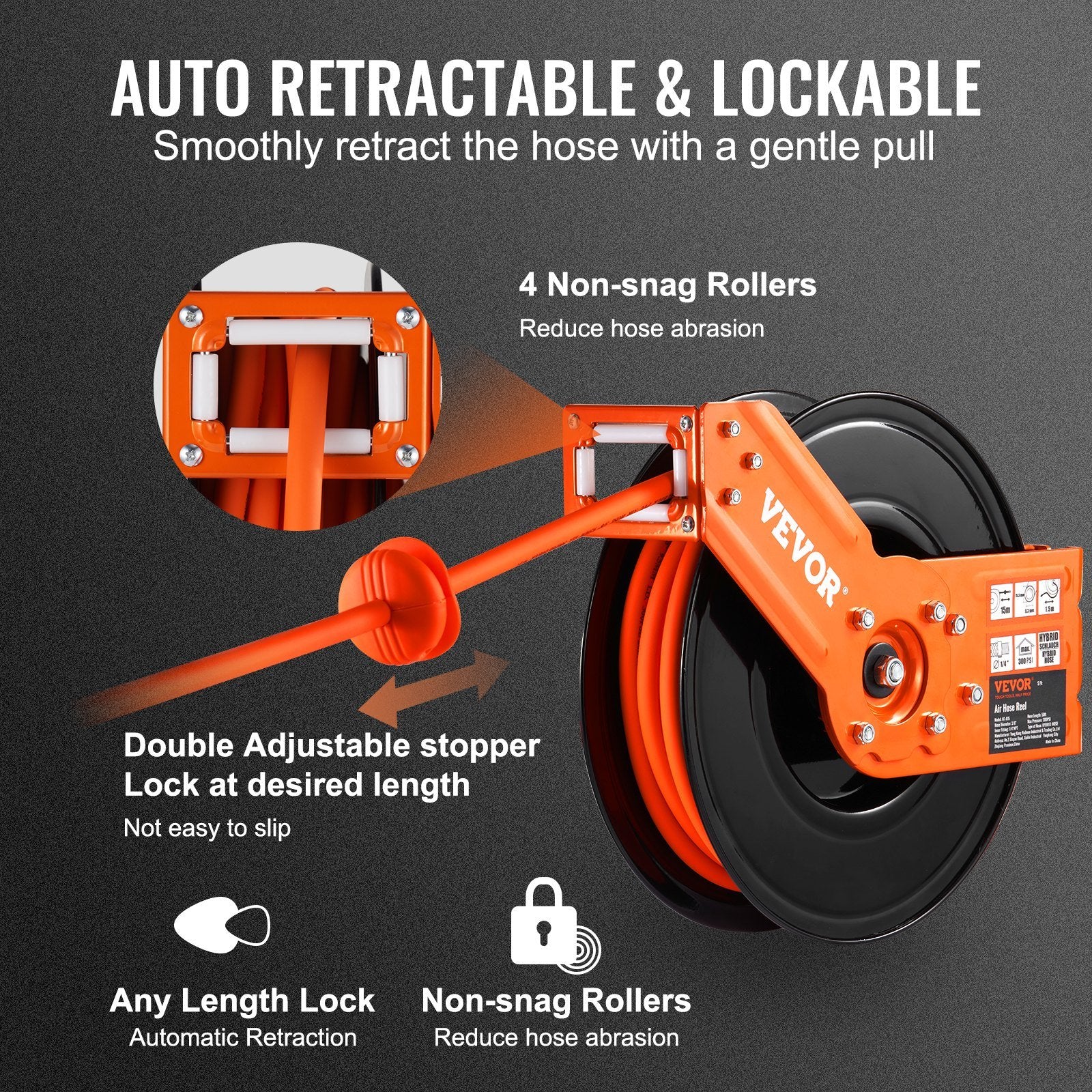 VEVOR 50FT Auto Retract Air Hose