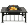 Outdoor Steel Fire Pit with Safety Mesh Cover and Poker