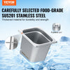 VEVOR 6 Pack Hotel Pans, 1/6 Size Anti-Jam Steam Pan, 0.8mm Thick Stainless Steel Restaurant Steam Table Pan,