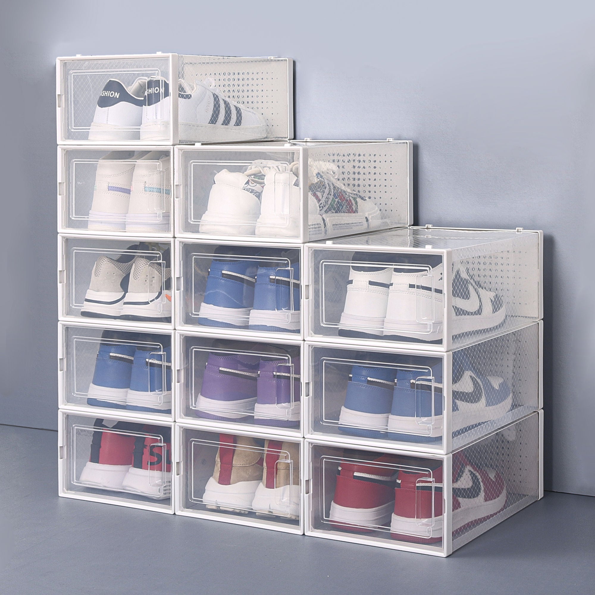 Sleek Stackable Transparent Shoe Organizer Boxes