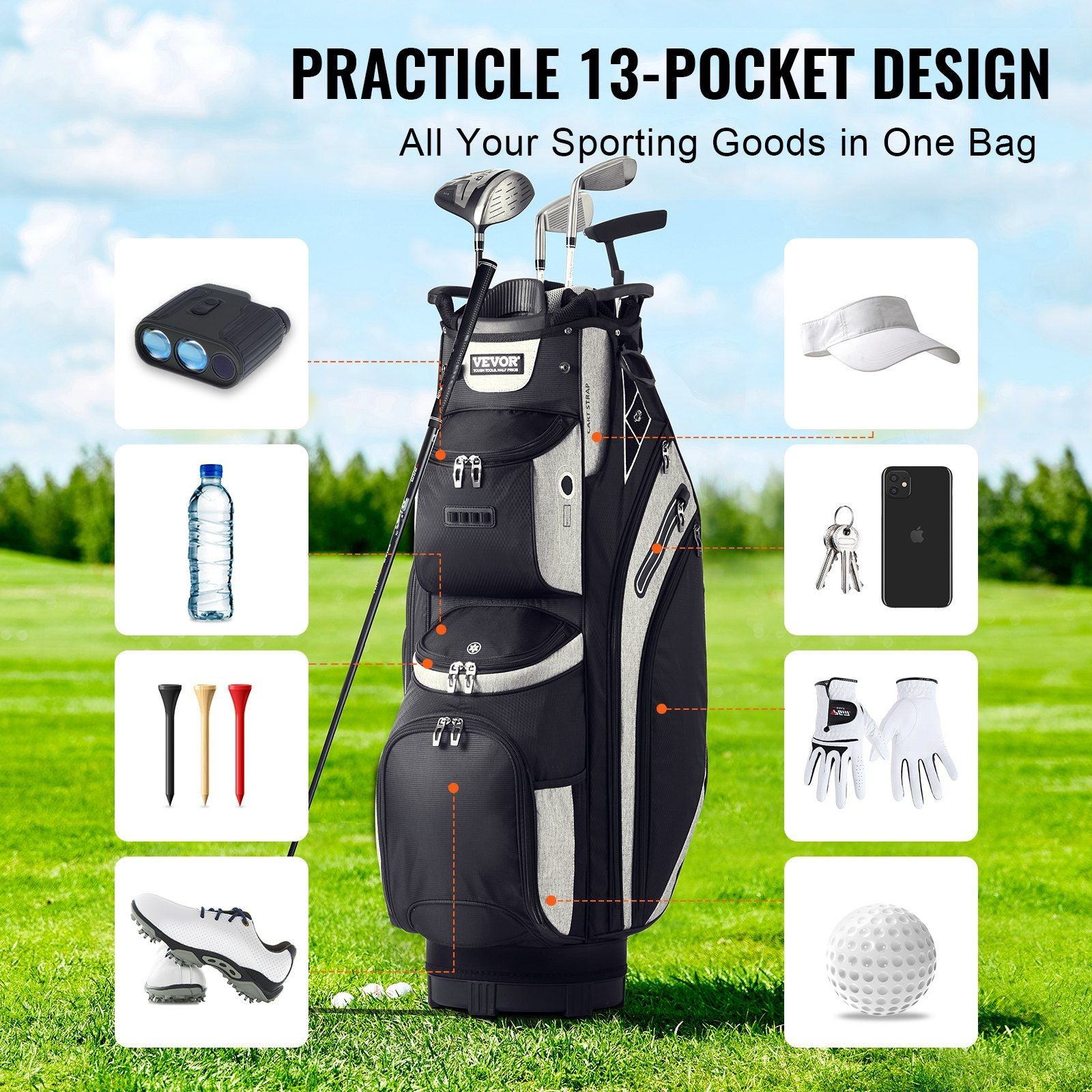 Golf Cart Bag - Black & Grey