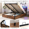 Smart Storage Haven: Contemporary Lift-Up Bed Frame with LED Ambiance