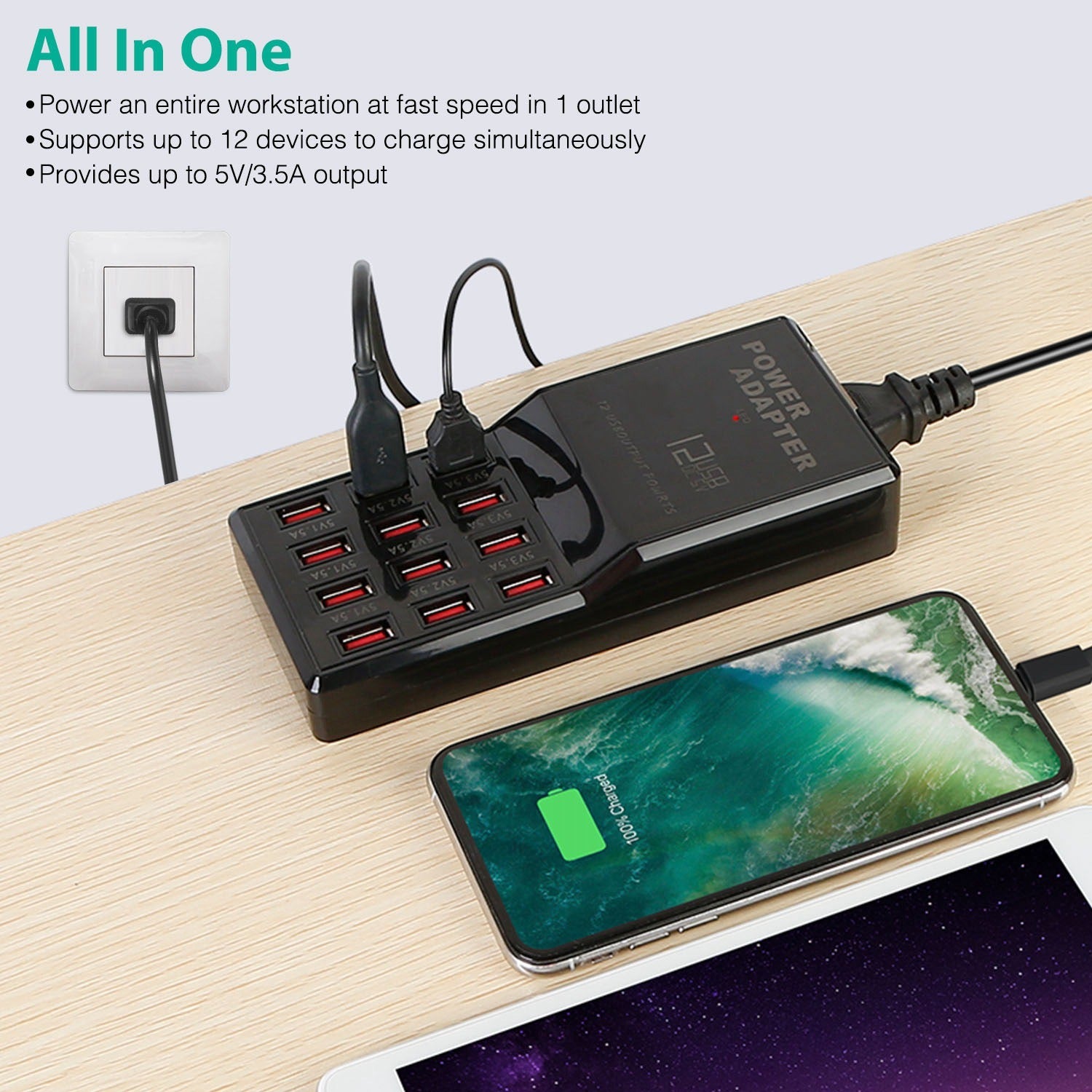 Multi 12 Port USB Charging Station