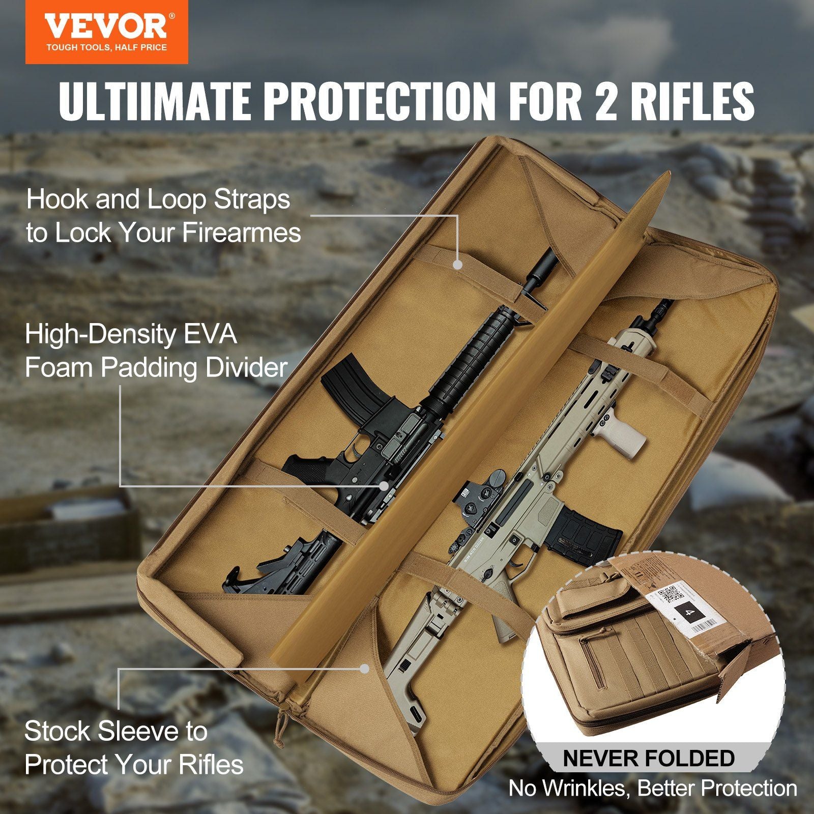 VEVOR 36-Inch Tactical Firearm Case with Molle System and Lockable Zipper