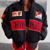 Vintage Nascar Inspired White Racing Bomber Jacket