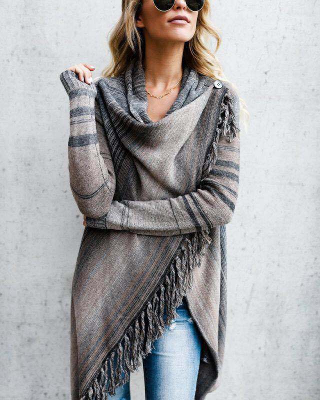 Tassel Knit Cardigan Sweater