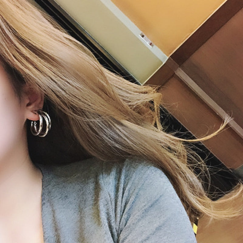 C Shaped Multi-Layer Hoop Earrings