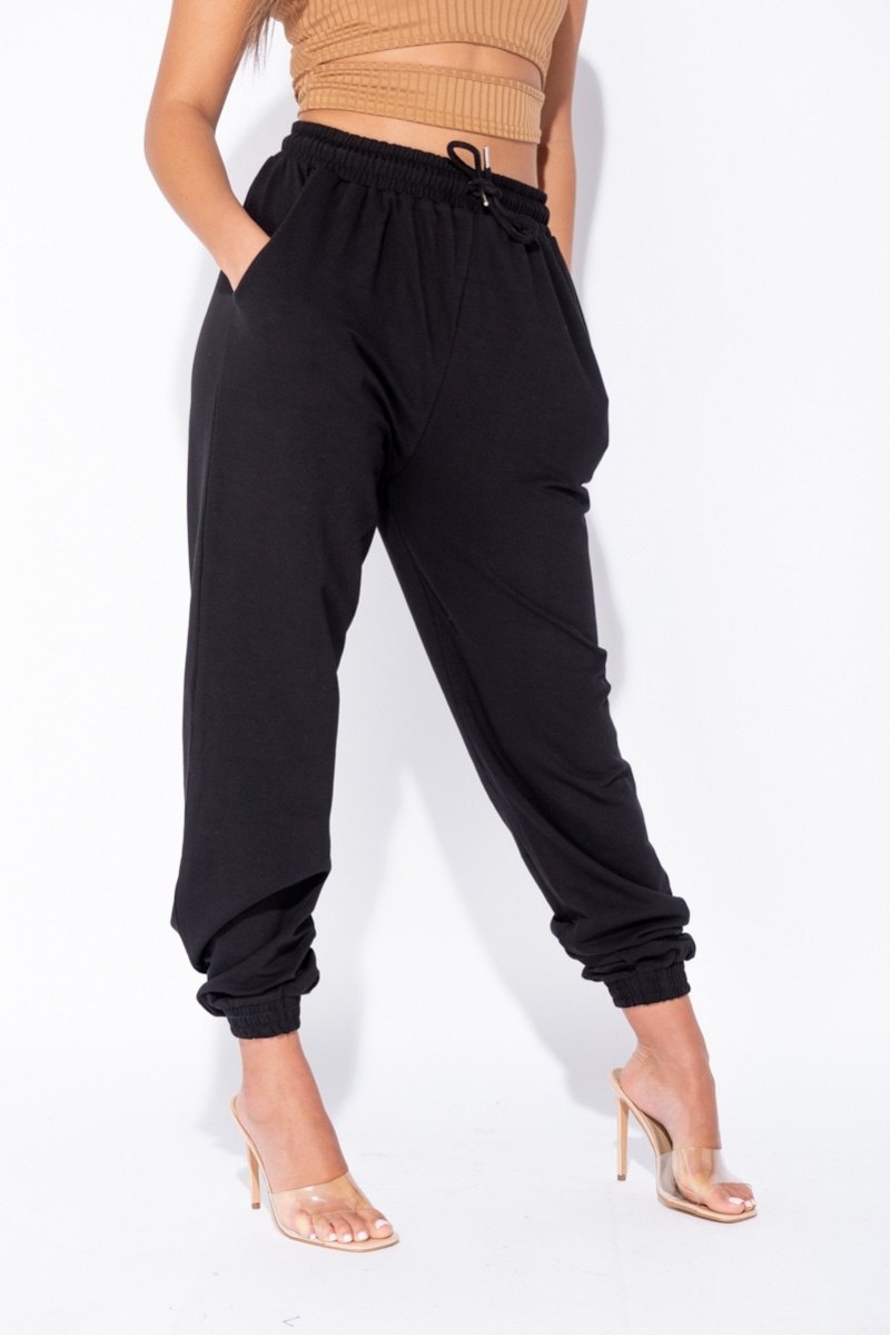 BLACK TIE WAIST OVERSIZED JOGGERS