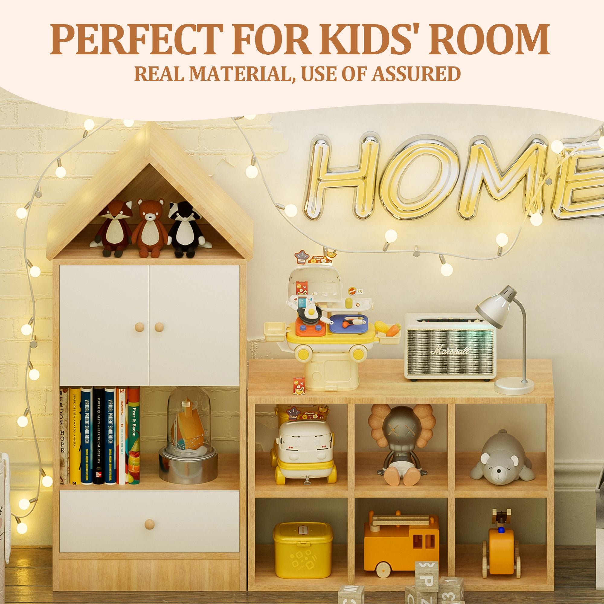 Playful House-Shaped Bookshelf for Kids