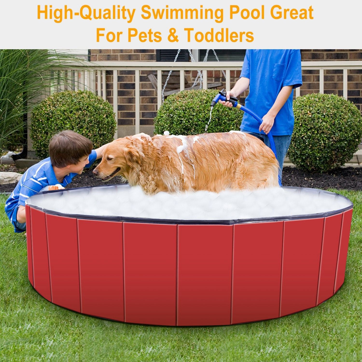 Portable Foldable PVC Pet Pool - Summer Fun Bathing Tub for Dogs and Kids