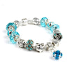 Snake Chain Bracelet Silver-Toned Glass Crystal Beads Crown Beads Heart Charm Bracelet Fashion Jewelry