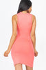 Shirred Bodycon Mini Dress - Stretch Knit - Sleeveless