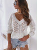 V-Neck Hollow Chain Link Knit Sweater