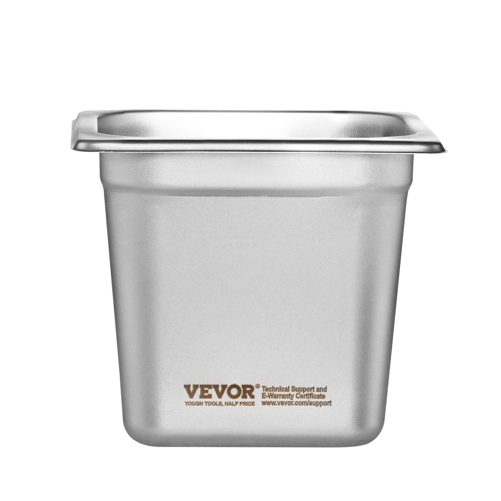 VEVOR 6 Pack Hotel Pans, 1/6 Size Anti-Jam Steam Pan, 0.8mm Thick Stainless Steel Restaurant Steam Table Pan,