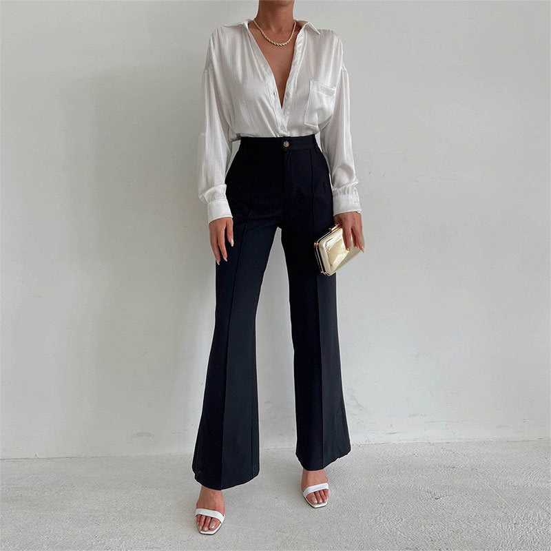 Elegant Pleated Flare Trousers