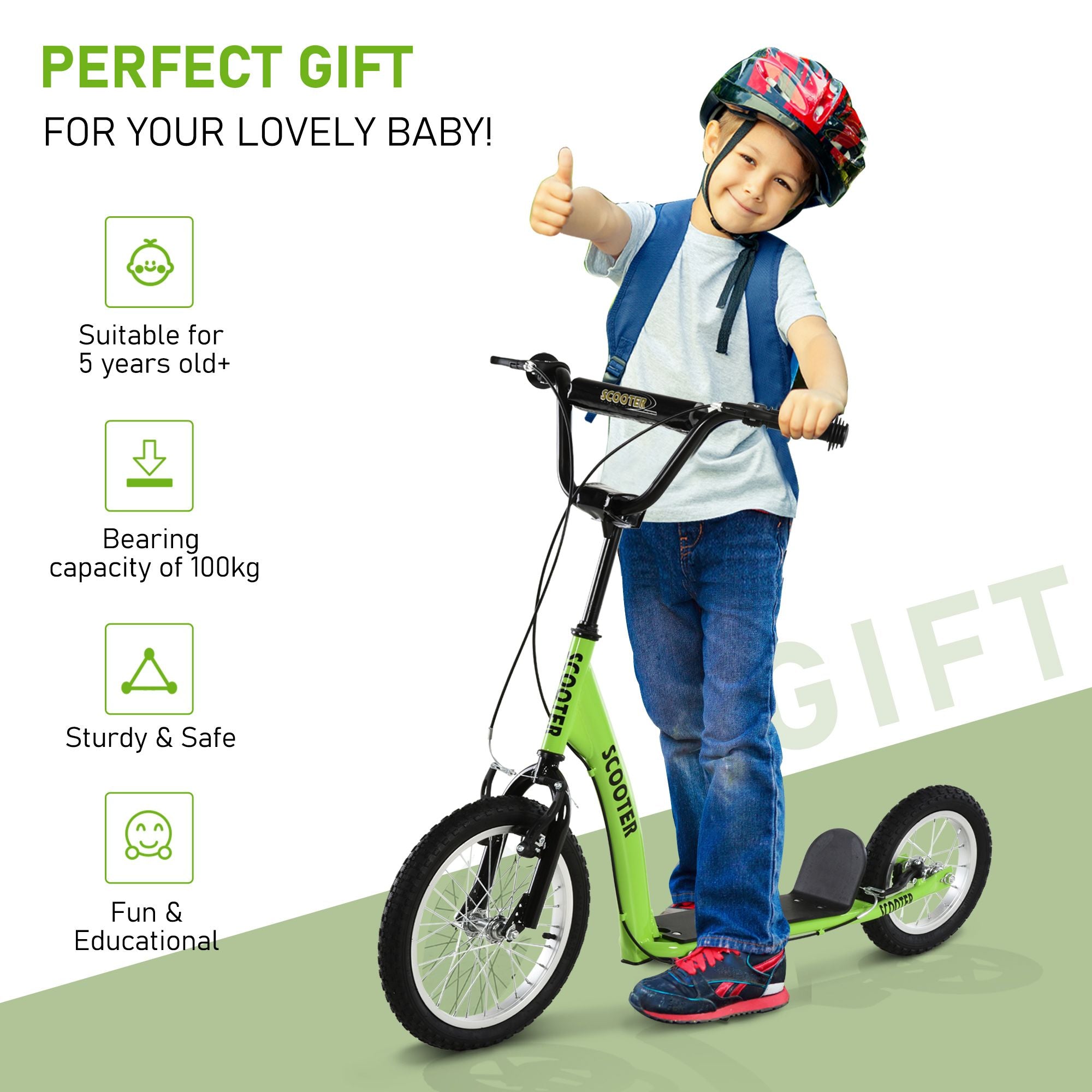 Adjustable Green Kids Scooter