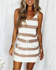 Halter Neck Striped Dress with Pockets