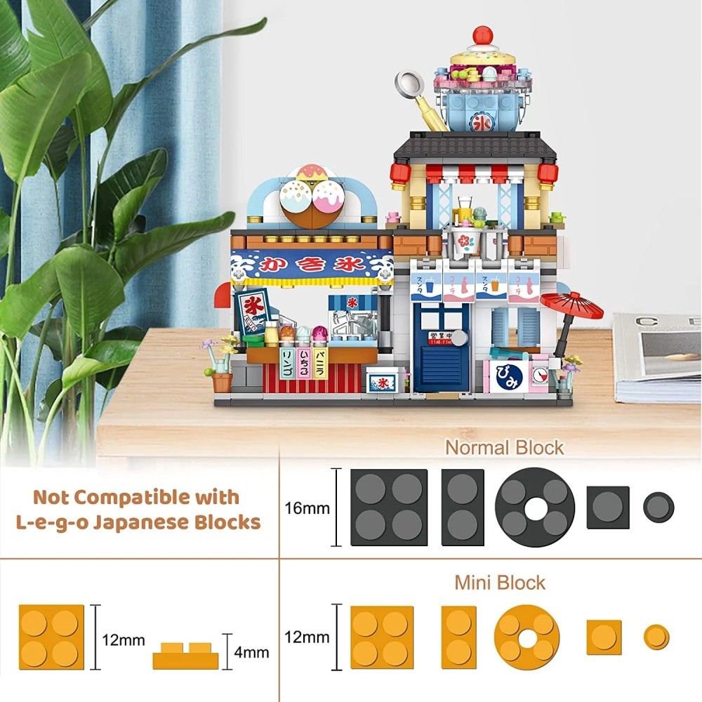 Japanese Street View Mini Building Blocks Set - 2969 PCS 4-in-1 Construction Kit for Kids and Adults