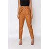 Rust Faux Leather High-Waisted Paperbag Trousers