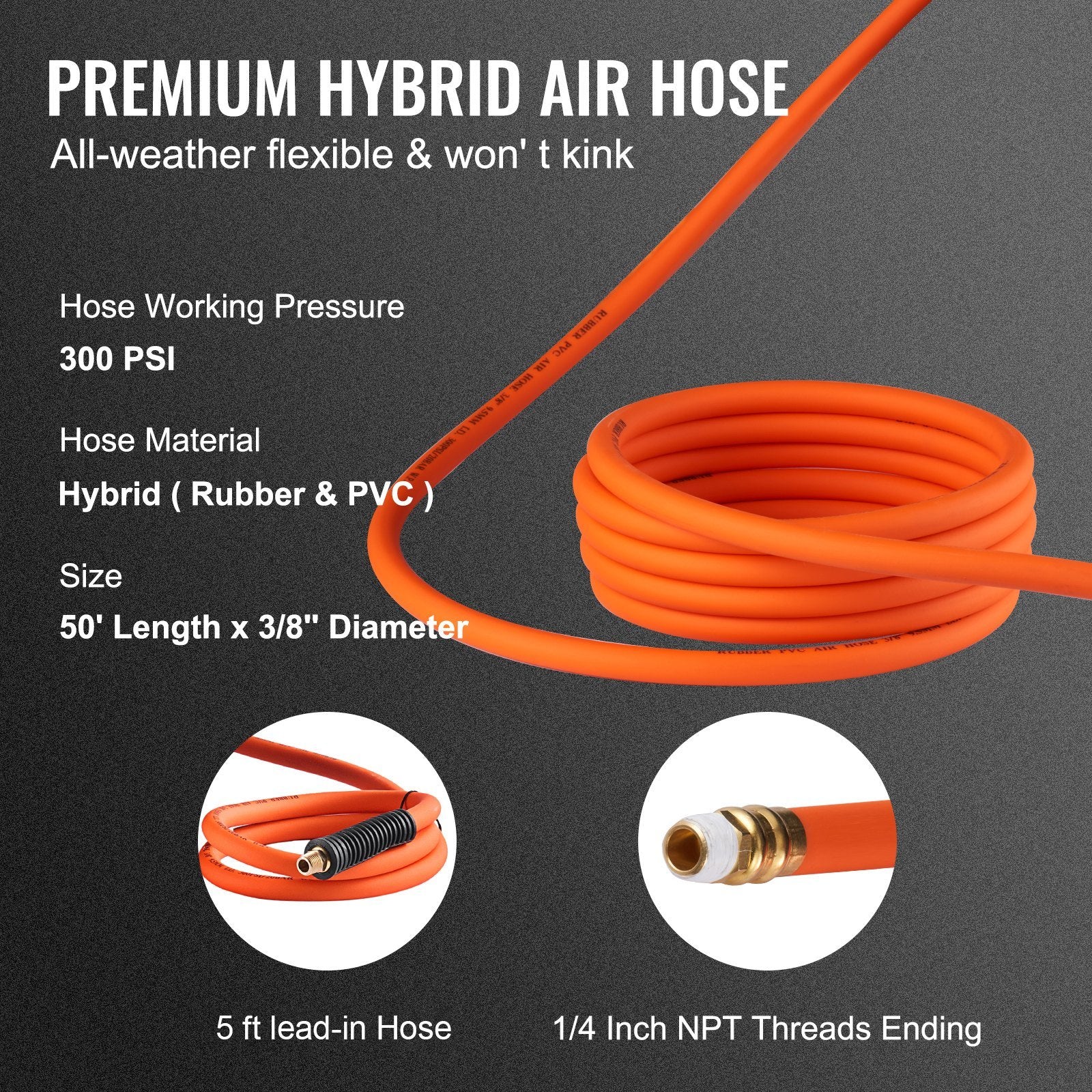 VEVOR 50FT Auto Retract Air Hose