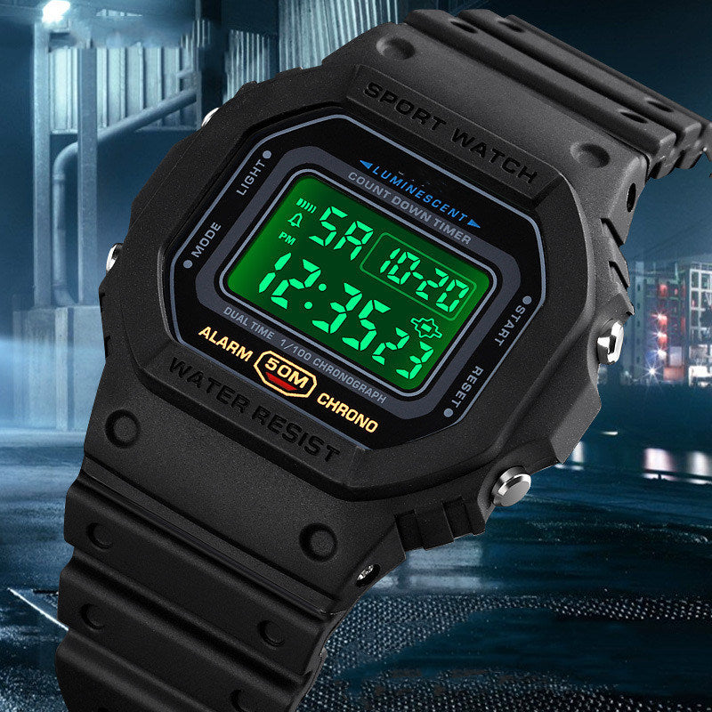 Sleek Digital Timepiece with Water Resistance