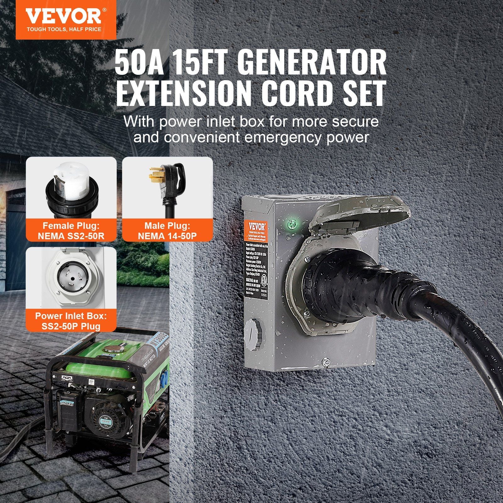 50A Heavy-Duty Generator Cord Kit