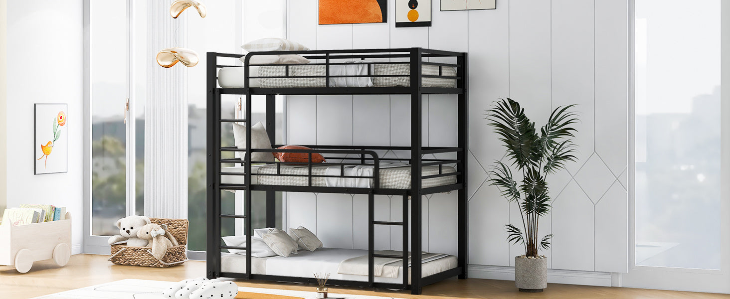 Space-Saving Metal Triple Twin Bunk Bed