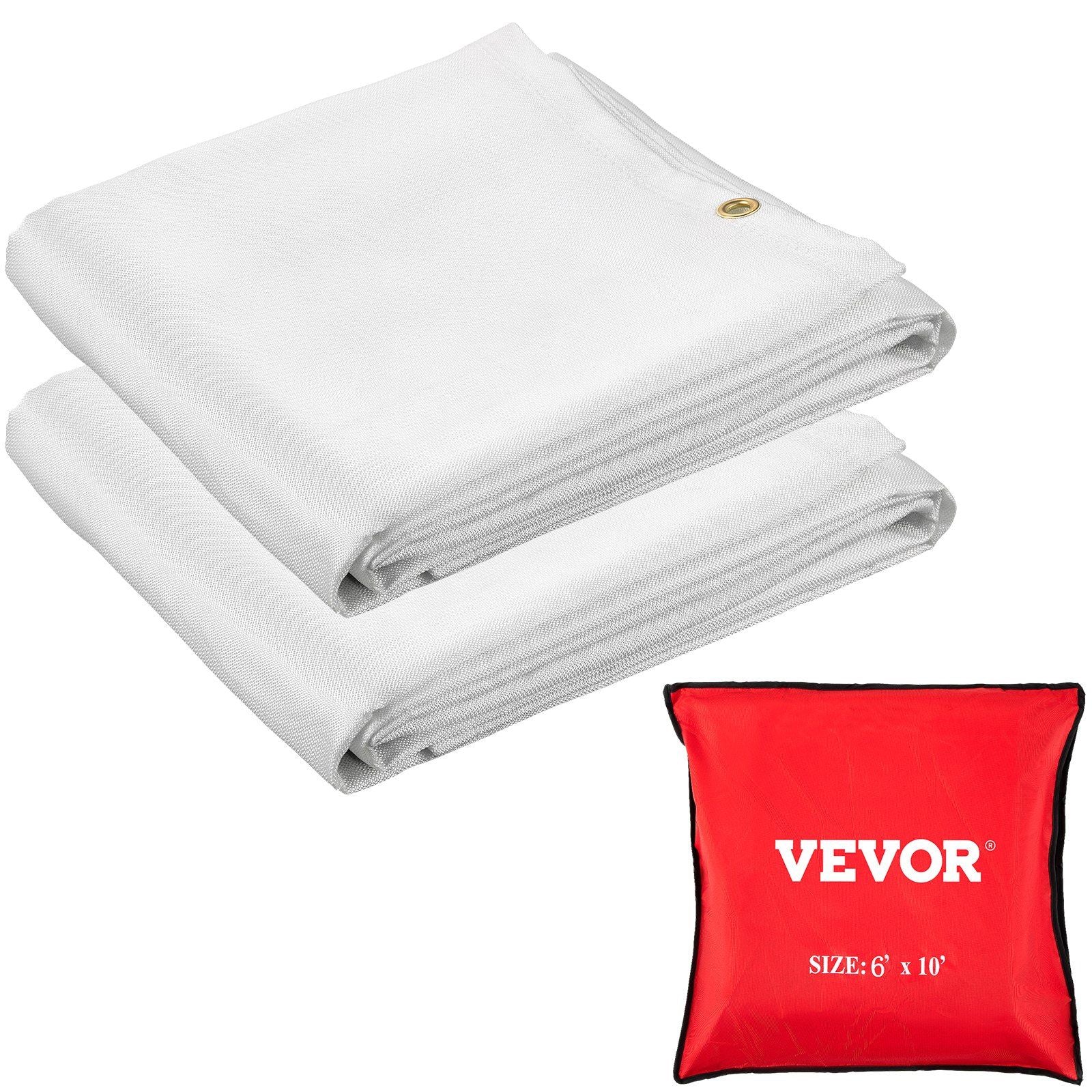 VEVOR Heavy-Duty Fire Suppression Blankets - 2 Pack, 8' x 10', 1022°F Flame Retardant Fiberglass Welding Covers