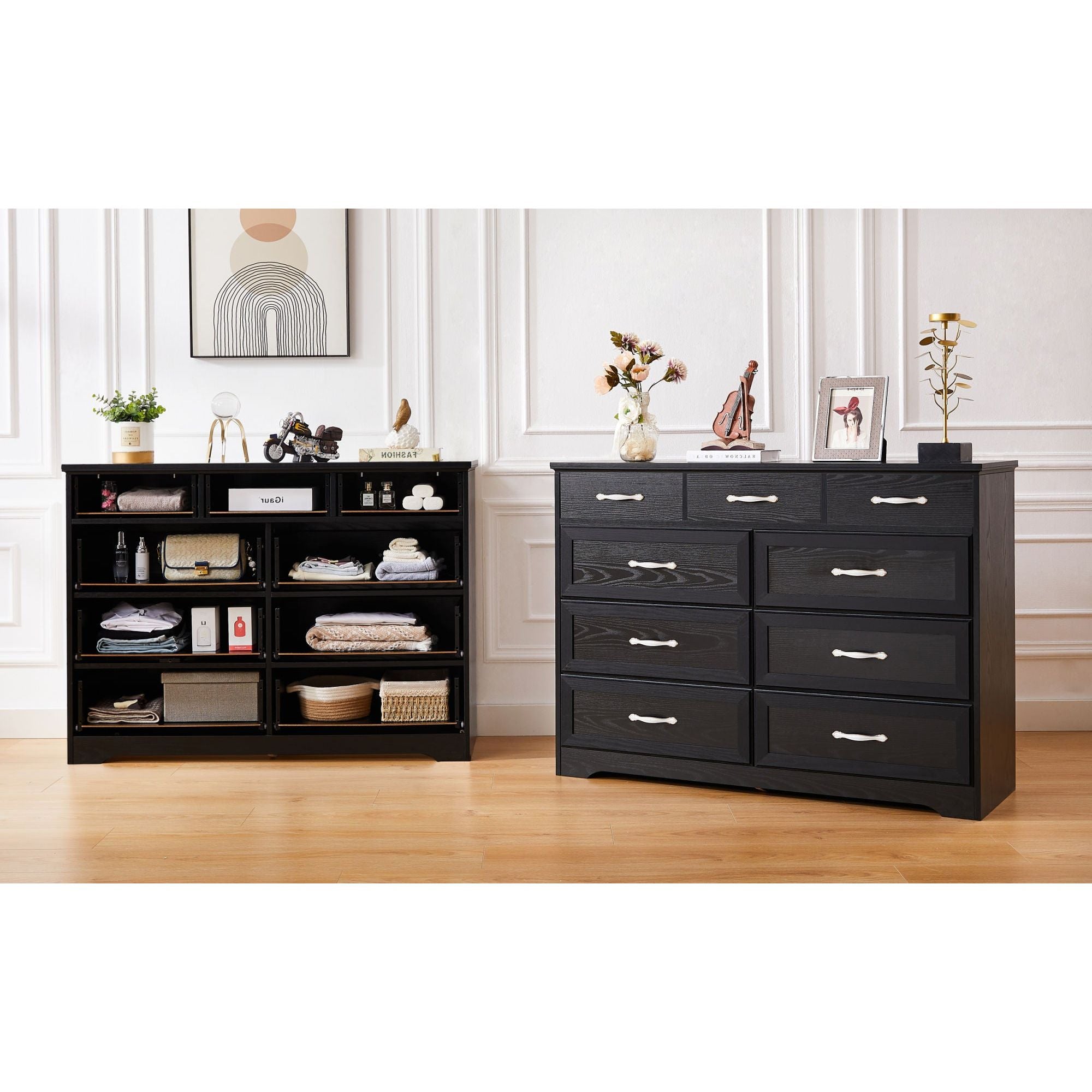 Rustic Elegance 9-Drawer Dresser for Bedroom Storage